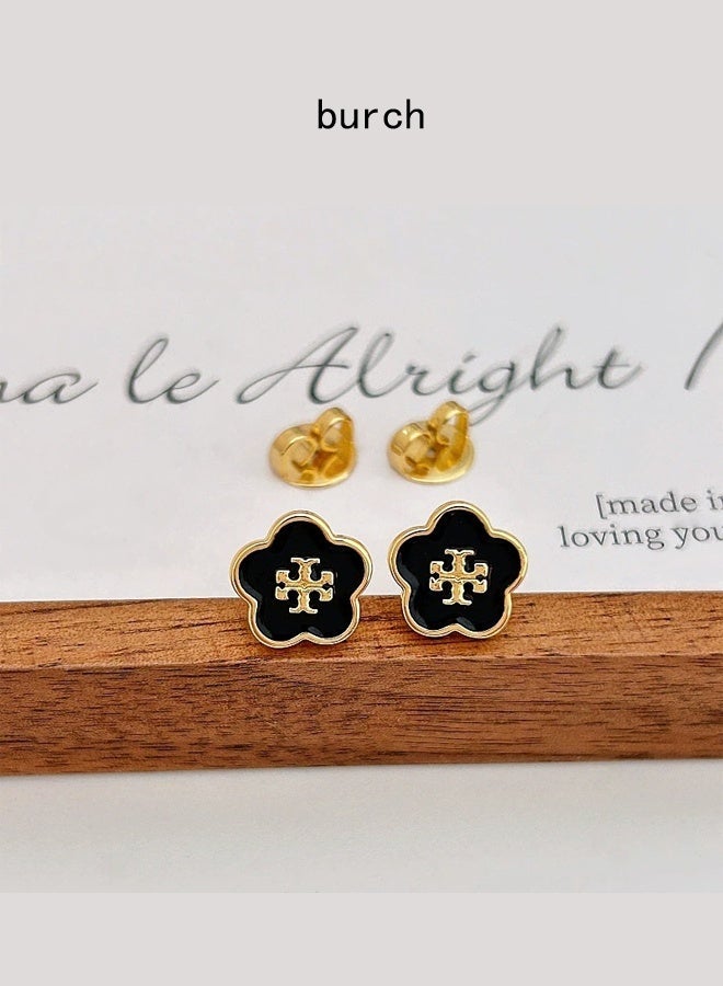 بورش أقراط توري بورش النسائية المرصعة بشعار بارز مطلي بالورنيش - Image 3